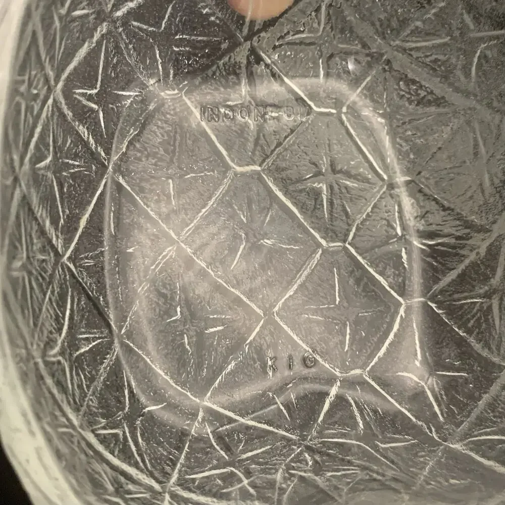 Vintage 1950’s KIG Indonesia Pineapple Shaped Pattern Glass Fruit Nut Bowl Dish